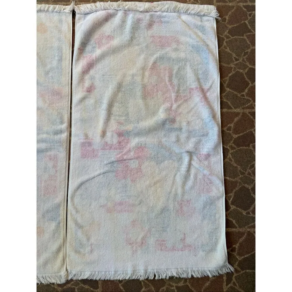 Vintage Rare Cannon Towel Set of 2 1970s Great Day Flower Power